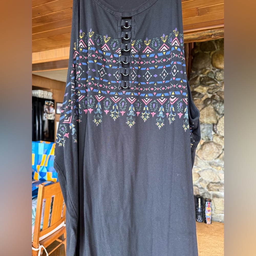 torrid Black Embroidered boho Tank
